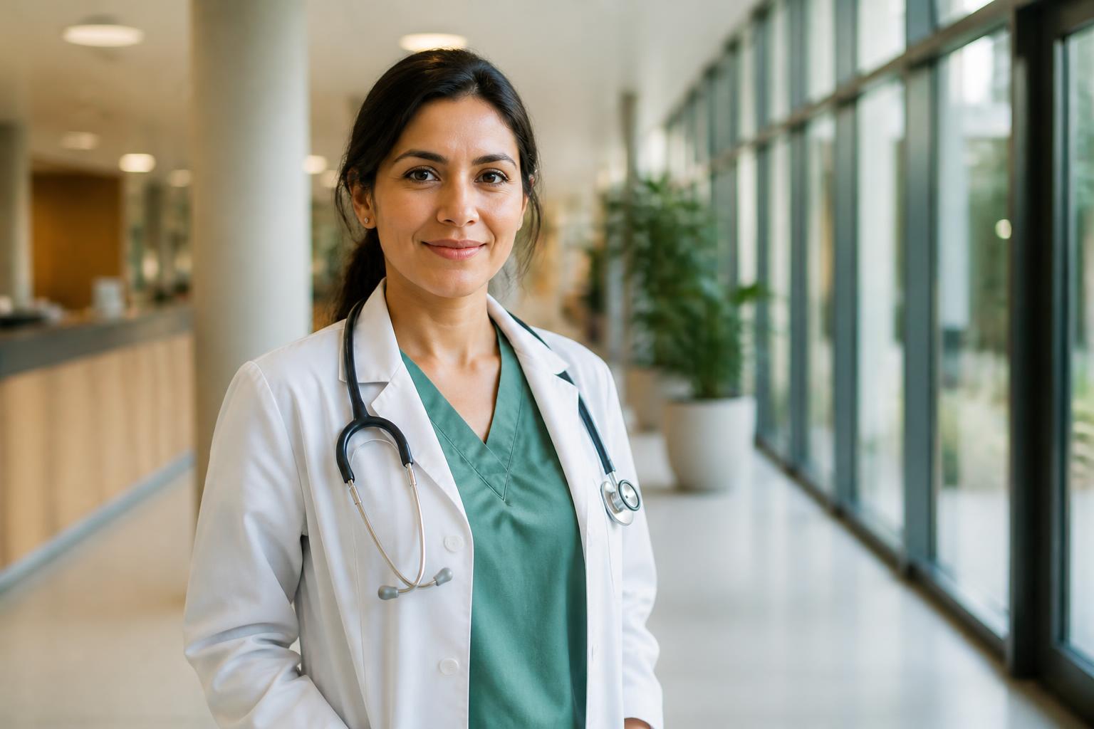 Médica latinoamericana en un hospital alemán